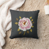 芍薬の花束のシルク刺繍風スローピロー クッション (ブランケット)