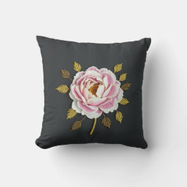 芍薬の花束のシルク刺繍風スローピロー クッション