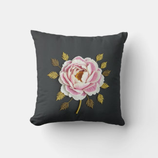 芍薬の花束のシルク刺繍風スローピロー クッション