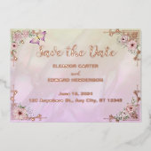 芍薬の花束 ウェディング箔押しSave the date カード (正面)