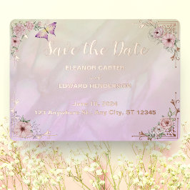 芍薬の花束 ウェディング箔押しSave the date カード