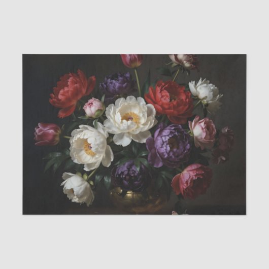 芍薬の花束 バロックの静物画 薄葉紙 (正面)