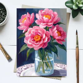 芍薬の花束 ピンクの花 フローラルペインティング ポストカード
