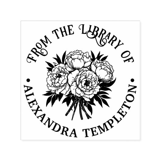 芍薬の花束 ライブラリー 本名 エンボッサー セルフインキングスタンプ (デザイン)