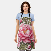 芍薬の花 エプロン (着用した状態)