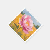 芍薬の花 | ピンクの花畑 水彩画 スタンダードカクテルナプキン (角)