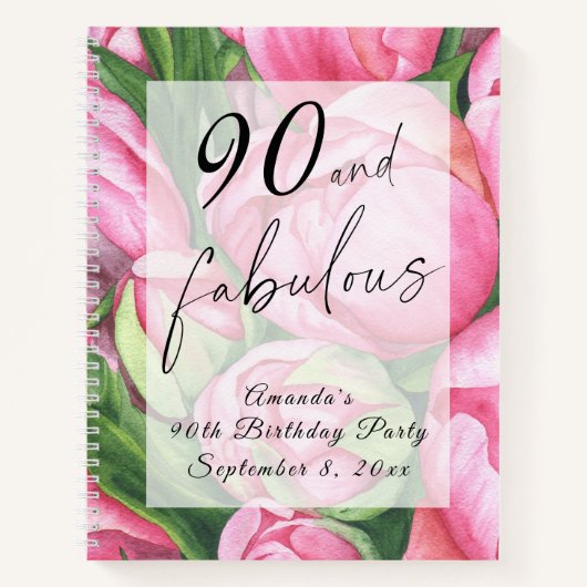 芍薬の花 90歳の誕生日パーティー ノートブック (正面)