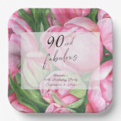 芍薬の花 90歳の誕生日パーティー ペーパープレート (正面)