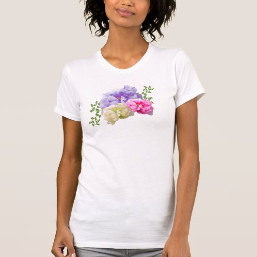 芍薬の華やかなフラワーブーケTシャツ Tシャツ (正面)