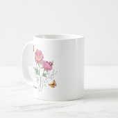 芍薬の誕生月フラワー コーヒーマグカップ (正面左)
