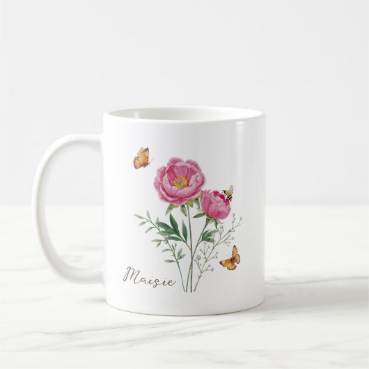 芍薬の誕生月フラワー コーヒーマグカップ (左)