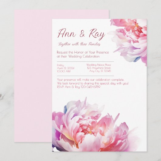 芍薬の贅沢 招待状 (正面/裏面)