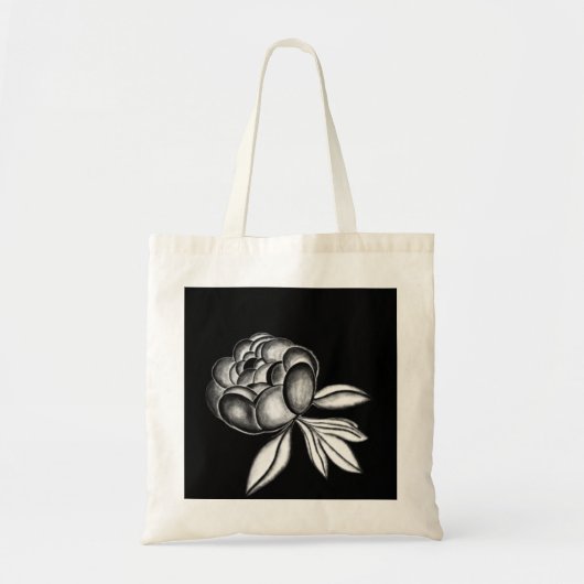 芍薬の鉛筆画 トートバッグ (正面)