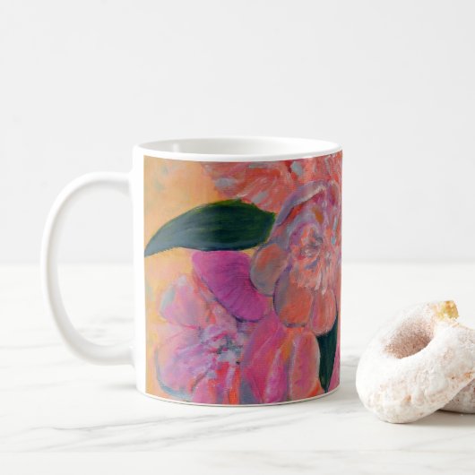 芍薬の静物画 コーヒーマグカップ (ドーナツ)