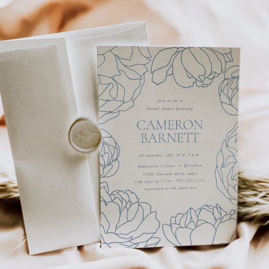 芍薬ガーデン ブルー 花嫁のシャワー 招待状