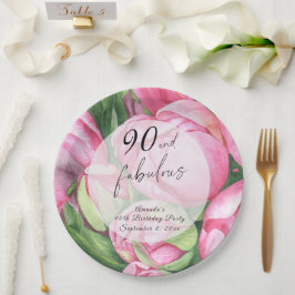 芍薬バラ 90歳の誕生日パーティー ペーパープレート