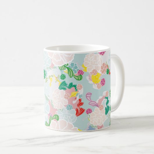 芍薬ピンク コーヒーマグカップ (正面右)