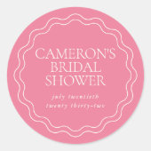 芍薬ピンク | 波打つ縁飾り ブライダルシャワー ラウンドシール (正面)