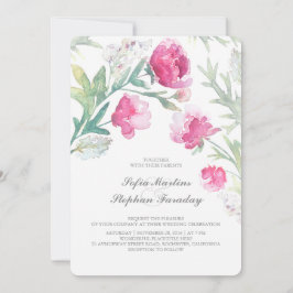 芍薬 ウォーターカラー ヴィンテージ ブーケ ウェディング 招待状