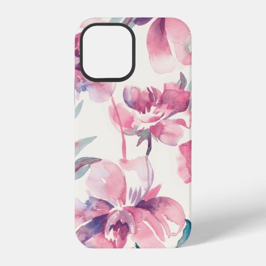 芍薬 シームレス パターン。水彩 背景。 iPhoneケース (裏面)