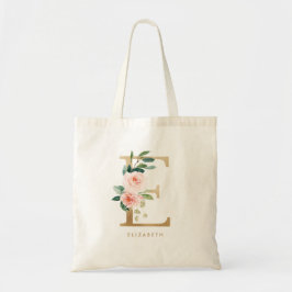 芍薬 フラワーレター E ゴールドモノグラム ブライズメイド トートバッグ