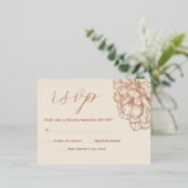 芍薬 フラワー エレガント 本物 ローズゴールド RSVP カード (立ち正面)