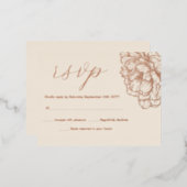 芍薬 フラワー エレガント 本物 ローズゴールド RSVP カード (正面/裏面)