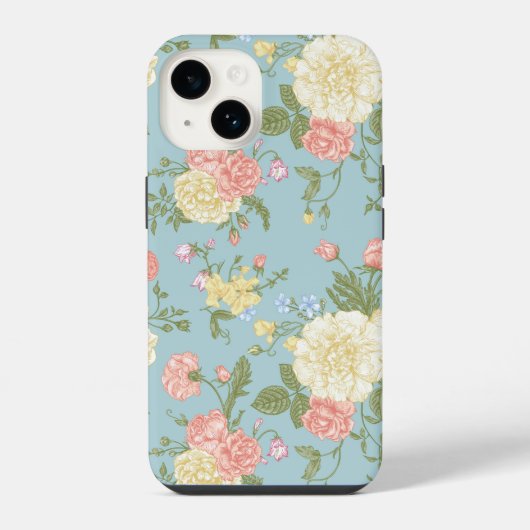 芍薬 フローラル柄 iPhoneケース (裏面)