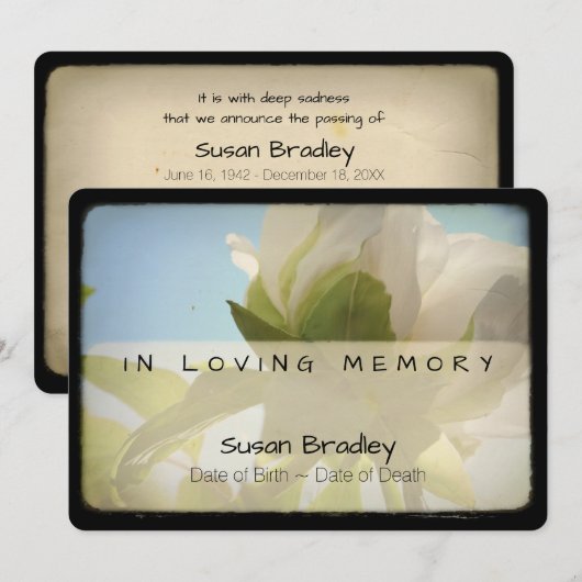 芍薬 ヴィンテージ 追悼式 1 招待状 (正面/裏面)