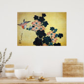 芙蓉に雀,北斎ハイビスカス・ムタビリスとスパラウ,北斎市 ポスター (キッチン)