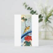 芙蓉に鳥、広重鳥とムタビリス、広重、浮世絵 ポストカード (スタンド正面)