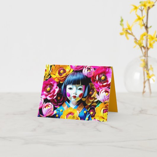 芙蓉の折り紙人形 3HGC カード (黄色い花)