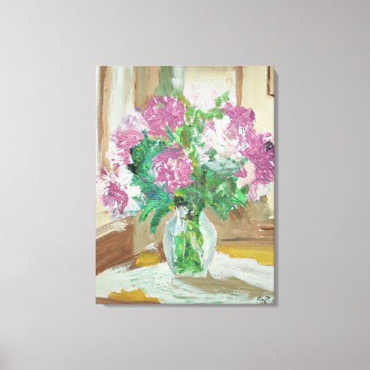 芙蓉の花束の静物画 キャンバスプリント (正面)