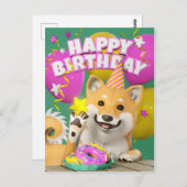 芝ハッピーバースデー葉書 ポストカード (正面/裏面)