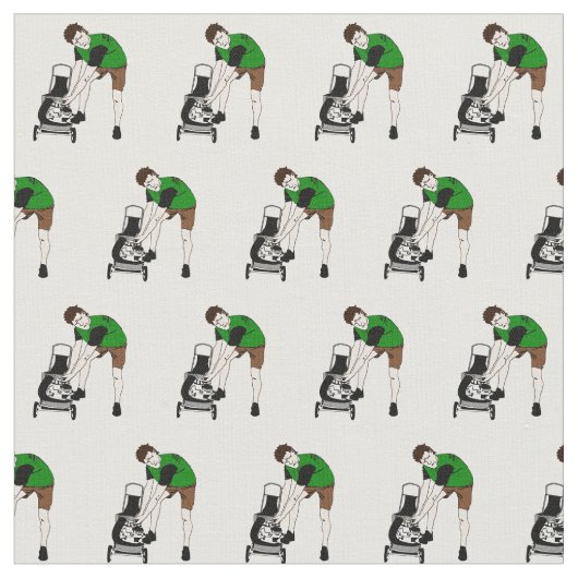 芝刈りおもしろい男の漫画 ファブリック (クローズアップ)