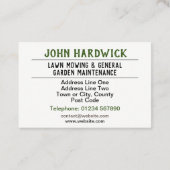 芝刈りと庭園整備サービス 名刺 (裏面)