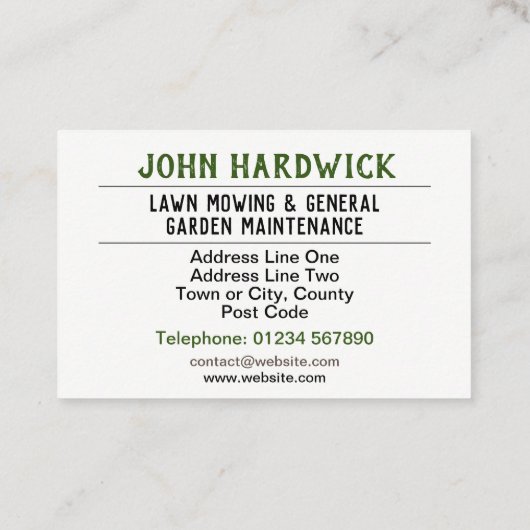 芝刈りと庭園整備サービス 名刺 (裏面)