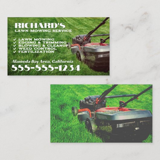 芝刈りガーデナー及びメンテナンス用名刺 名刺 (正面/裏面)