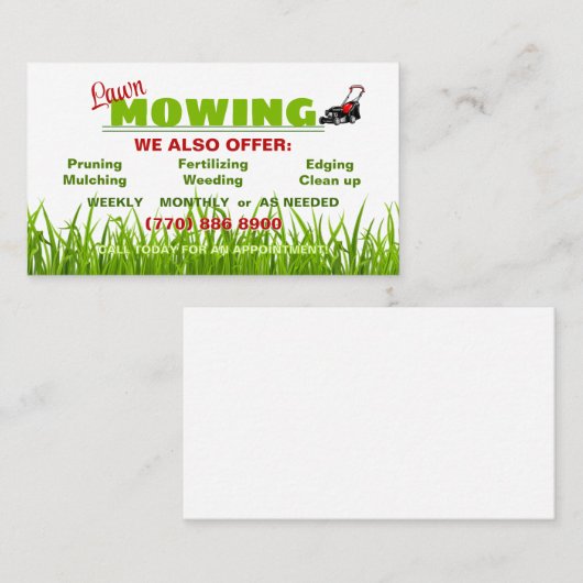 芝刈りガーデニング造園サービス 名刺 (正面/裏面)