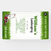 芝刈りサービス、庭の手入れ、庭刈りサービス 横断幕 (横)