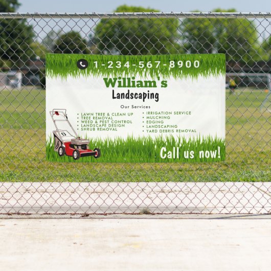 芝刈りサービス、庭の手入れ 横断幕 (インサイチュ)