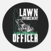 芝刈りトリマーワーカーガーデナーの風景 ラウンドシール (正面)