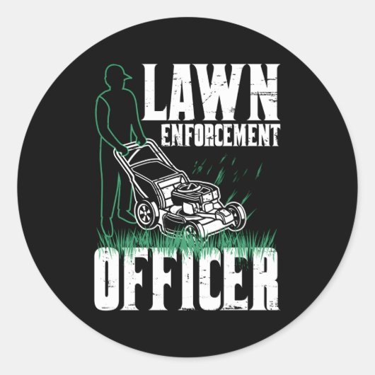 芝刈りトリマーワーカーガーデナーの風景 ラウンドシール (正面)