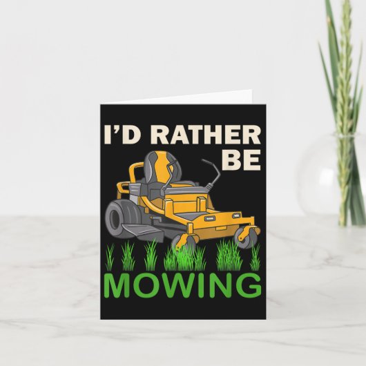 芝刈り中がいい Funny Lawn Mower  カード (正面)