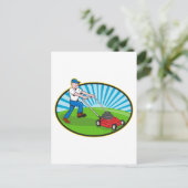 芝刈り人庭師の漫画 ポストカード (スタンド正面)