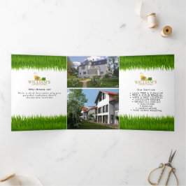 芝刈り切断サービス金ゴールド芝生3パンフレット 三つ折りカード