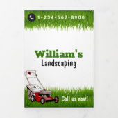 芝刈り切断サービス、芝刈りパフ気にラフト 三つ折りカード (カバー)