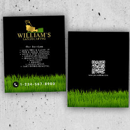 芝刈り切断サービス、芝生の気に金ゴールドロゴ チラシ