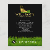 芝刈り切断サービス、芝生の気に金ゴールドロゴ チラシ (正面)