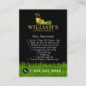 芝刈り切断サービス、芝生の気に金ゴールドロゴ 名刺 (正面)